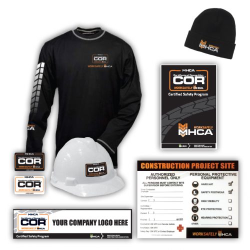 Worksafely promotional products include shirts, banners and stickers